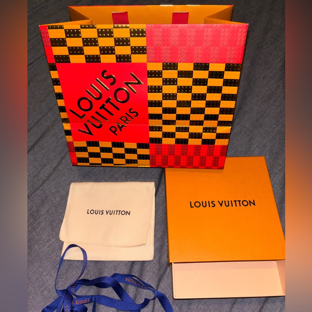 Authentic louis vuitton wallet dust bag, box, shopping bag, and ribbon
